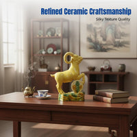 Ceramic Sheep Figurine, Tang Sancai Zodiac Sheep, Home Decor Sculpture, Fortune Gathering Ornament, Feng Shui Gift