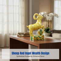 Ceramic Sheep Figurine, Tang Sancai Zodiac Sheep, Home Decor Sculpture, Fortune Gathering Ornament, Feng Shui Gift
