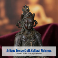 Aged Bronze Buddha Statue, Alloy, Tibetan Yellow Jambhala, Home, Random