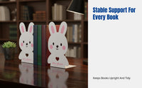 Cartoon Hare Iron Bookend, Anti-Slip Book Holder, Desk and Library Organizer