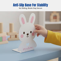 Cartoon Hare Iron Bookend, Anti-Slip Book Holder, Desk and Library Organizer