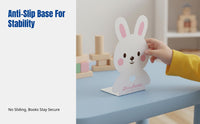 Cartoon Hare Iron Bookend, Anti-Slip Book Holder, Desk and Library Organizer