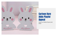 Cartoon Hare Iron Bookend, Anti-Slip Book Holder, Desk and Library Organizer