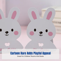 Cartoon Hare Iron Bookend, Anti-Slip Book Holder, Desk and Library Organizer