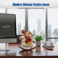 Chinese Fortune Horse Figurine, Resin Wealth God Desktop Decor, Entryway Table Ornament, Cartoon Blessing Gift