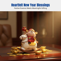 Chinese Fortune Horse Figurine, Resin Wealth God Desktop Decor, Entryway Table Ornament, Cartoon Blessing Gift