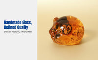 Crystal Pig Figurine, Zodiac Animal Decor, Gold Pig Sculpture, Business Gift, Modern Minimalist, Handmade Glass