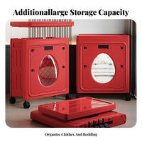 Large Capacity Foldable Storage Box Foldable Container Wheeled Bedroom Organizer Flip Lid Transparent Panel Suitable for Bedroom Closet Home Decoration