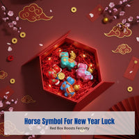 Zodiac Horse Symbol Decor, Chinese Style Resin Gift Box Set, Good Fortune Car Decoration, Business Souvenir