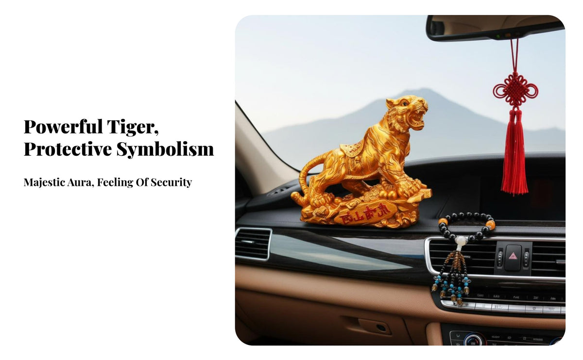 Tiger Car Ornament, Summit Tiger Zodiac Resin Dashboard Decor, Powerful Interior Accent for Men