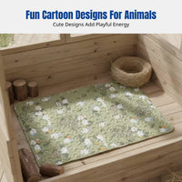 All-Season Small Animal Enclosure Base Mat, Thick Plush Pet Bed, Multi-Functional Sleeping Blanket, Random Cartoon Design, For Lop Rabbits, Guinea Pigs