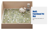 All-Season Small Animal Enclosure Base Mat, Thick Plush Pet Bed, Multi-Functional Sleeping Blanket, Random Cartoon Design, For Lop Rabbits, Guinea Pigs