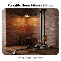 Rowing Machine, Multi-Functional Home Gym, Foldable Power Rack, Adjustable Resistance, Game Interactive, Strength Training