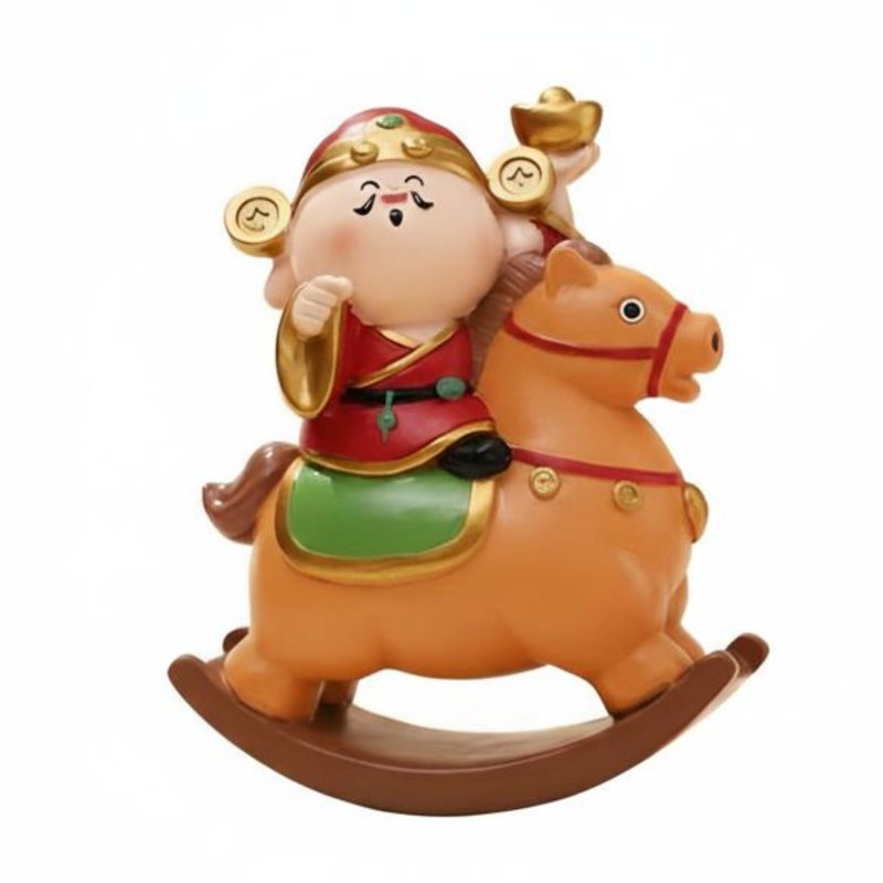 Desktop Fortune Horse Wobble Decor, Wealth God Entryway Ornament, Chinese Blessing Figurine
