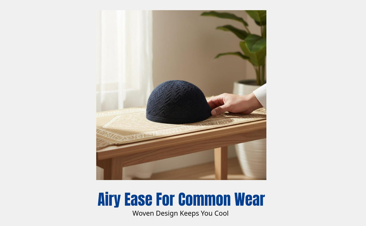 Embroidered Muslim Prayer Cap, Breathable Hui Men's Hat, relaxed adaptable Design