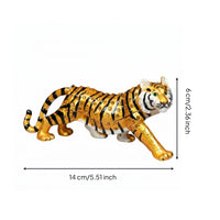 Jeweled Tiger Trinket Box Hand-Painted Enameled Tiger Figurine Box Handmade Craft Enameled Animal Figurine for Collectors, Women, Office, Desk