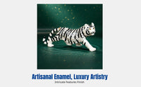 Jeweled Tiger Trinket Box Hand-Painted Enameled Tiger Figurine Box Handmade Craft Enameled Animal Figurine for Collectors, Women, Office, Desk