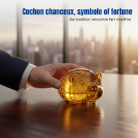 Crystal Pig Decor, Golden Pig, Zodiac Animal, Business Gift, Home Accent