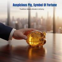 Crystal Pig Decor, Golden Pig, Zodiac Animal, Business Gift, Home Accent
