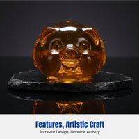 Crystal Pig Decor, Golden Pig, Zodiac Animal, Business Gift, Home Accent