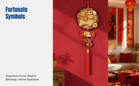 2026 Horse Year Decoration, Red & Gold Jacquard, Auspicious Fu Character, Seasonal Holiday Home Decor, Door Hanging, Chinese