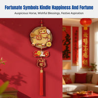 2026 Horse Year Decoration, Red & Gold Jacquard, Auspicious Fu Character, Seasonal Holiday Home Decor, Door Hanging, Chinese