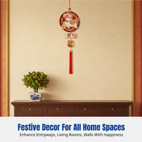 2026 Horse Year Decoration, Red & Gold Jacquard, Auspicious Fu Character, Seasonal Holiday Home Decor, Door Hanging, Chinese
