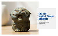 Resin Tiger Desktop Sculpture, Chinese Zodiac Mini Ornament, Creative Cast Iron Look Decor