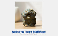 Resin Tiger Desktop Sculpture, Chinese Zodiac Mini Ornament, Creative Cast Iron Look Decor