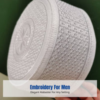 Men's Embroidered Prayer Cap, Large, 7.5cm Deep, Round Top, No Brim