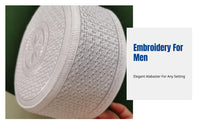 Men's Embroidered Prayer Cap, Large, 7.5cm Deep, Round Top, No Brim