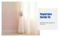 Plush Bunny Curtain Tieback, Elastic Band with Buckle, Cute Bedroom Living Room Organizer Strap