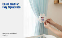 Plush Bunny Curtain Tieback, Elastic Band with Buckle, Cute Bedroom Living Room Organizer Strap