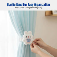 Plush Bunny Curtain Tieback, Elastic Band with Buckle, Cute Bedroom Living Room Organizer Strap