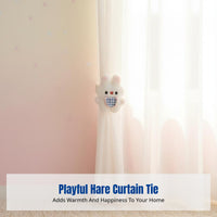 Plush Bunny Curtain Tieback, Elastic Band with Buckle, Cute Bedroom Living Room Organizer Strap