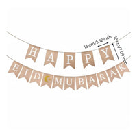 Moon Galactic Party Banner Ready to Hang Ramadan Burlap Banner Glitter Accents Eid Mubarak V-Shaped Flag