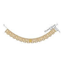 Moon Galactic Party Banner Ready to Hang Ramadan Burlap Banner Glitter Accents Eid Mubarak V-Shaped Flag
