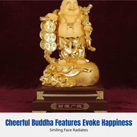 Gold Maitreya Buddha Statue, mystical guardian Turtle, Wealth God, Resin Decor for Home, Business, Shop