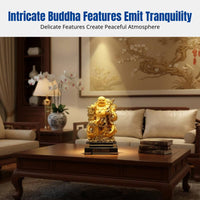 Gold Maitreya Buddha Statue, mystical guardian Turtle, Wealth God, Resin Decor for Home, Business, Shop