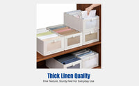 Visible Opening Storage Box, Foldable Cotton Linen Organizer, Drawer Design for Wardrobe Clothes, Home Use
