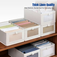 Visible Opening Storage Box, Foldable Cotton Linen Organizer, Drawer Design for Wardrobe Clothes, Home Use