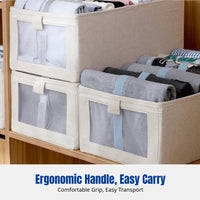 Visible Opening Storage Box, Foldable Cotton Linen Organizer, Drawer Design for Wardrobe Clothes, Home Use