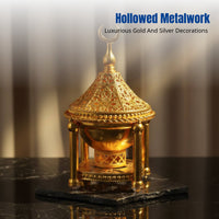 Hollow Carved Alloy Incense Burner, Gold Silver, Middle Eastern Arabic Style, Decorative, Easy to Use