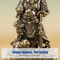 Brass Martial God Figurine, Zhao Gongming, Vintage Chinese Tea Pet Decor