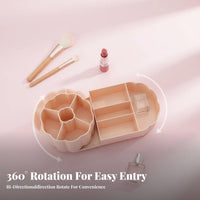 Rotating Makeup Organizer, Desktop Storage Box, Multi-Compartment Cosmetic Holder for Vanity Table