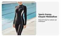 Full Coverage Swimsuit, Long Sleeve Zip Rash Guard, Sun Protection, Chest Pad