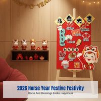 2026 New Year Display Board, Year of the Horse Theme, Kindergarten Classroom Decoration, Cartoon Welcome Sign