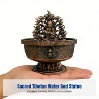 Tibetan Water God Statue, Metal Buddhist Altar Decor, Home Wealth Offering