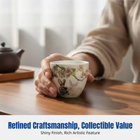 Flutterby Hare Tea Mug, Hand Painted Ceramic, Cream Porcelain, Kung Fu