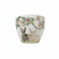 Flutterby Hare Tea Mug, Hand Painted Ceramic, Cream Porcelain, Kung Fu